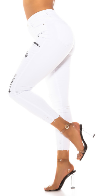 skinny denim-spijkerstof girls jeans wit